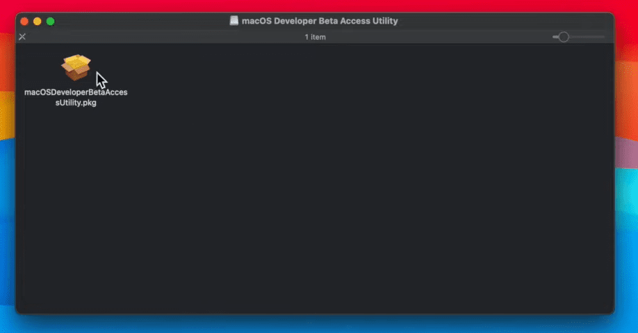 Open the macOS Developer Beta Access Utility pkg file
