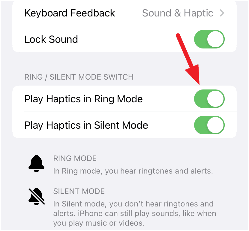Turn off Play Haptics in Ring Mode