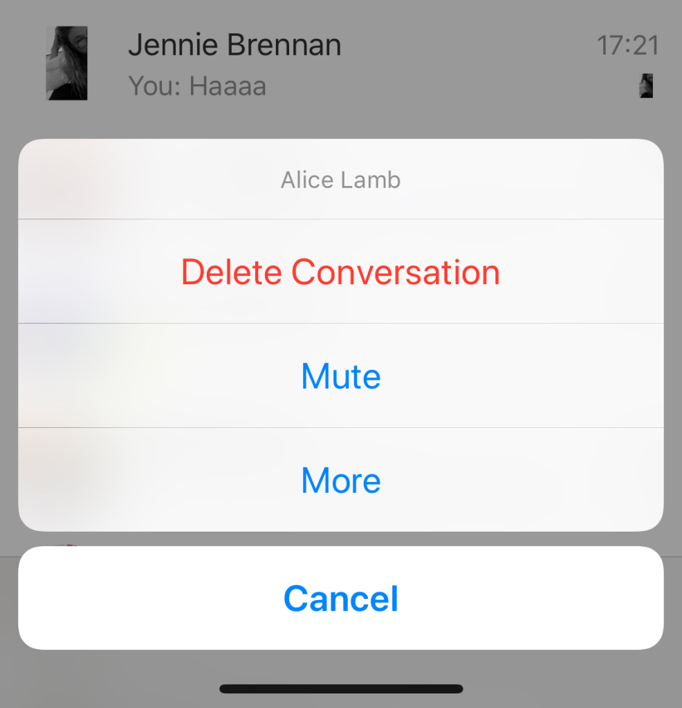 Delete” icon  a message