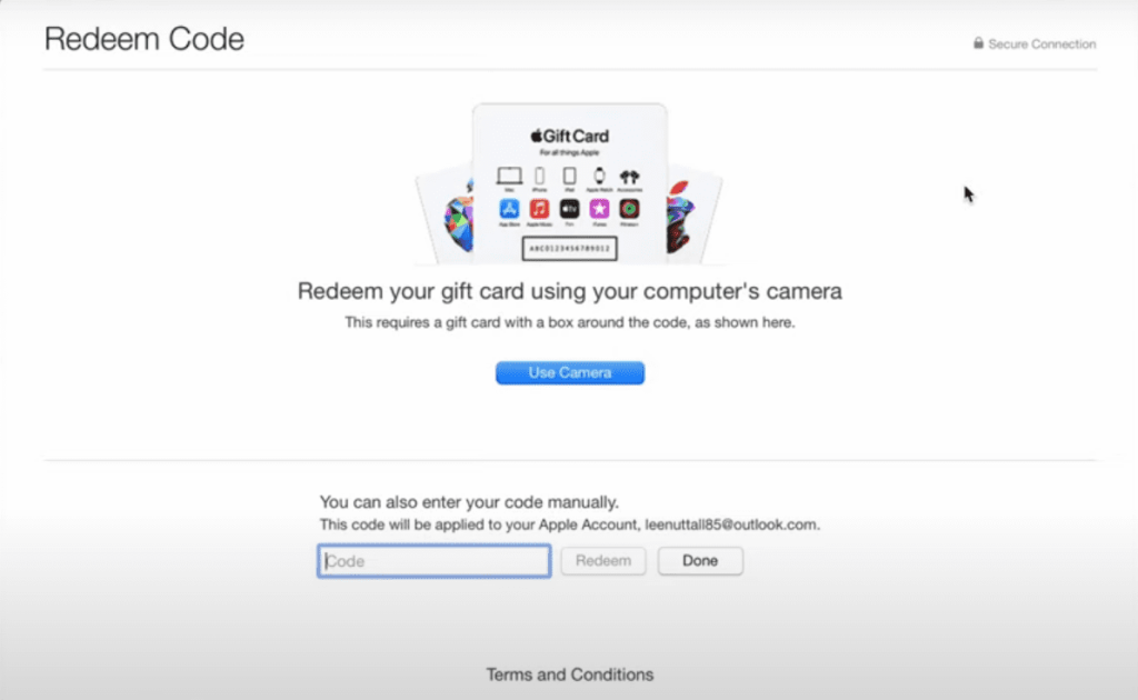 Redeem apple gift card-Use camera on mac